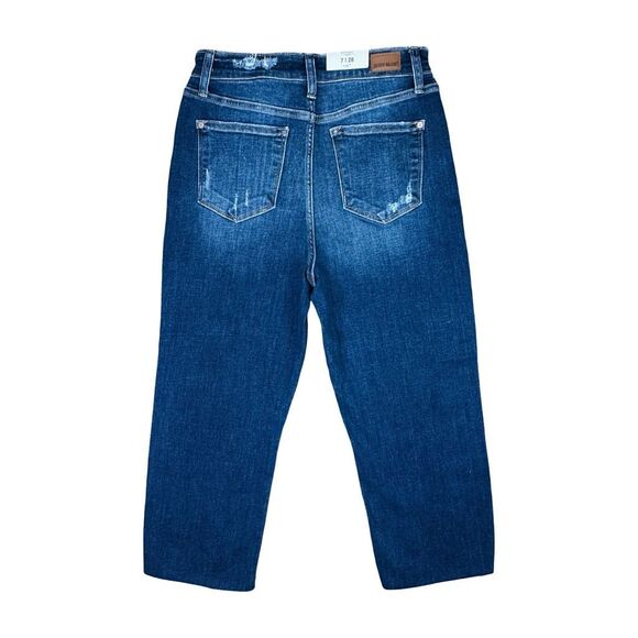 Judy Blue High-Rise Dark Wash Cropped Wide Leg Jeans - Size 7 / 28 - Picture 4 of 8